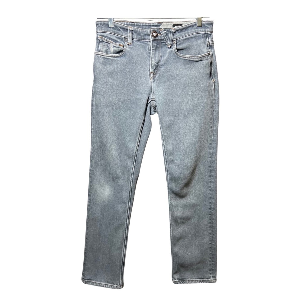 Volcom Solver Modern Straight Jeans Gray Denim Mens Size 30 Skater Stretch